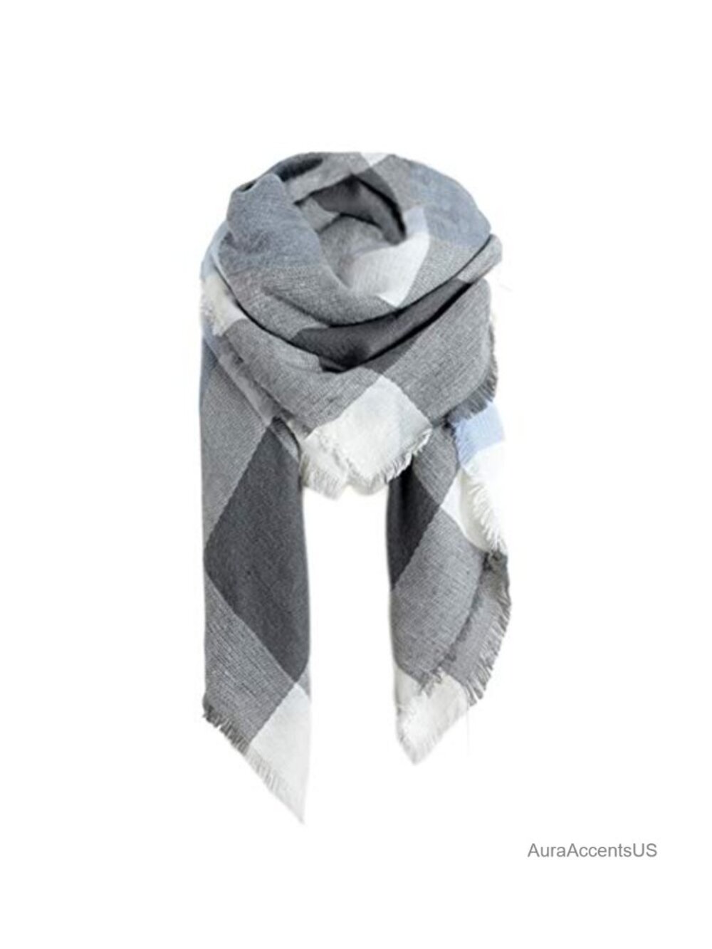 100% Acrylic Cashmere Feel Plaid Blanket Scarf Shawl Wrap Tassels